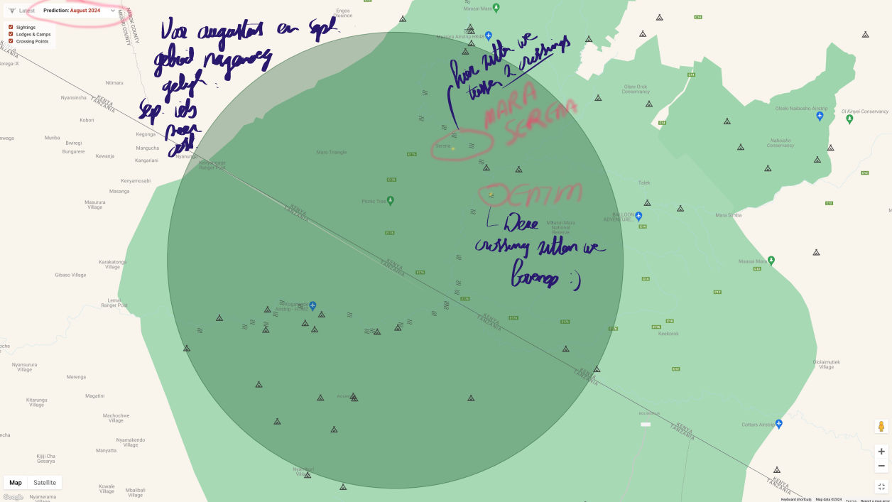 Map of popular river crossing points by Herd Tracker
